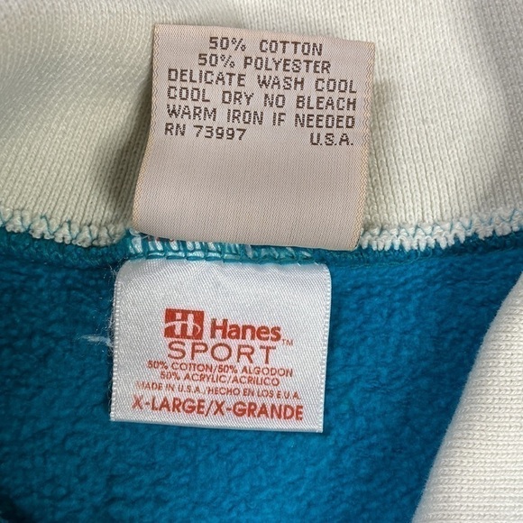 Vintage Hanes Valorie's Folk Art Applique Blue Bird Sweatshirt Raglan Sleeve XL - Picture 4 of 7